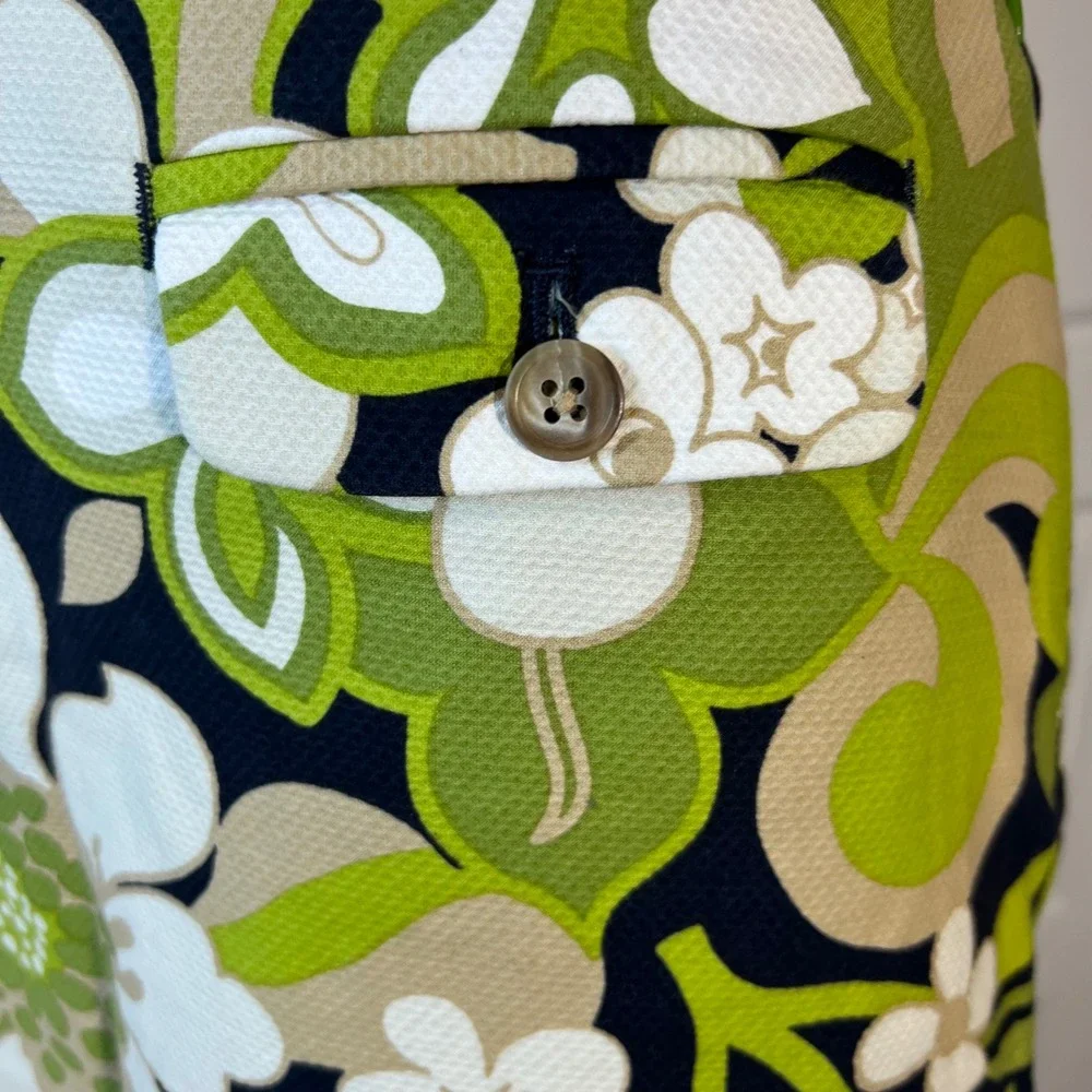 J.Crew Floral Print Mini‎ Skirt Womens Size 2 Green White Black Mod Retro